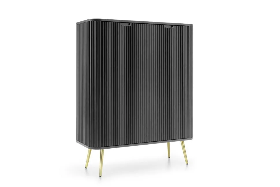 Komoda wysoka Seda czarna/nogi złote