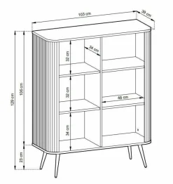 Komoda wysoka Seda czarna/nogi złote