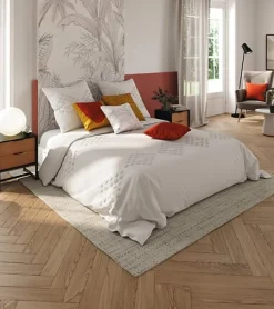 Komplet pościeli 260 x 240 cm beżowa jasna tuftowana