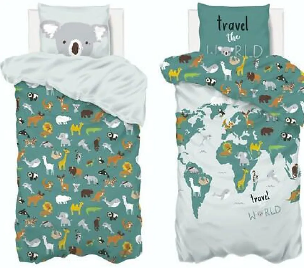 Komplet pościeli dziecięcej z mapą świata 140 x 200 cm