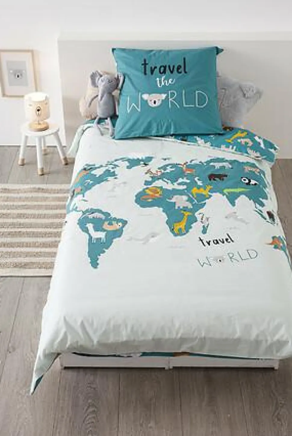 Komplet pościeli dziecięcej z mapą świata 140 x 200 cm
