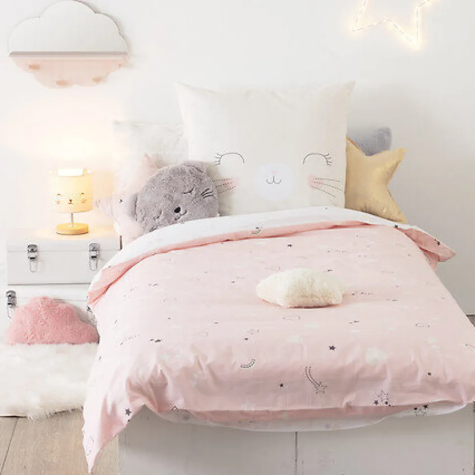 Komplet pościeli dziecięcej z nadrukiem kota 140 x 200 cm