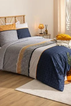 Komplet pościeli Etnik w paski 260 x 240 cm niebieski