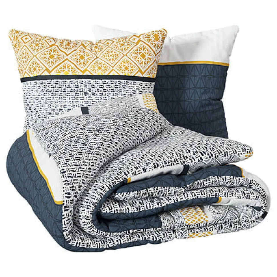 Komplet pościeli Etnik w paski 260 x 240 cm niebieski