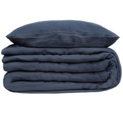 Komplet pościeli Origines 260 x 240 cm niebieska, prana bawełna tuftowana