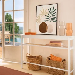 Konsola Cabras białe drewno/wiklina