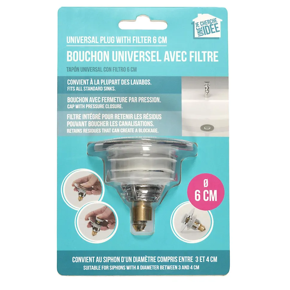 Korek do zlewu uniwersalny 6cm chromowany