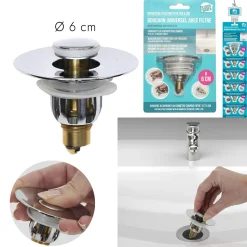 Korek do zlewu uniwersalny 6cm chromowany