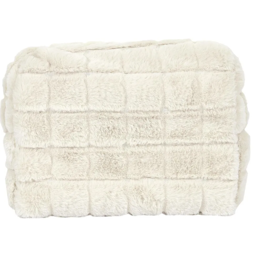 Kosmetyczka futrzana kremowa