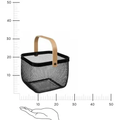 Kosz Mayaj czarny metalowy z drewnianą rączką