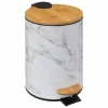 Kosz na śmieci Léa wolnoopadający biały marmur
