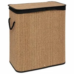 Kosz na pranie 100l bambus/czarny