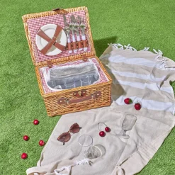Kosz piknikowy z zastawą dla 4 osób wiklinowy