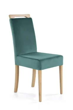 Krzesło Alabama Velvet zielony/dąb miodowy