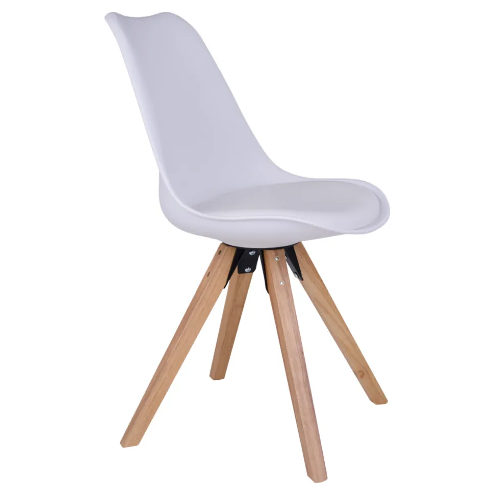 Krzesło Bergen białe PU/ naturalne