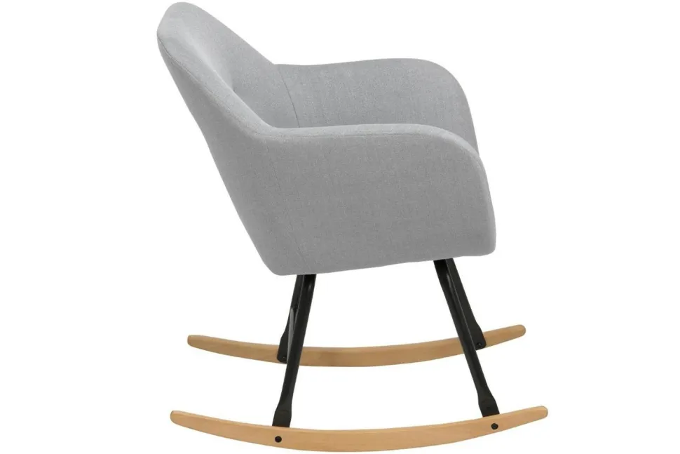 Krzesło bujane Emilia szare jasne tapicerowane