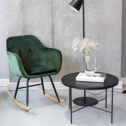 Krzesło bujane Emilia szare jasne tapicerowane