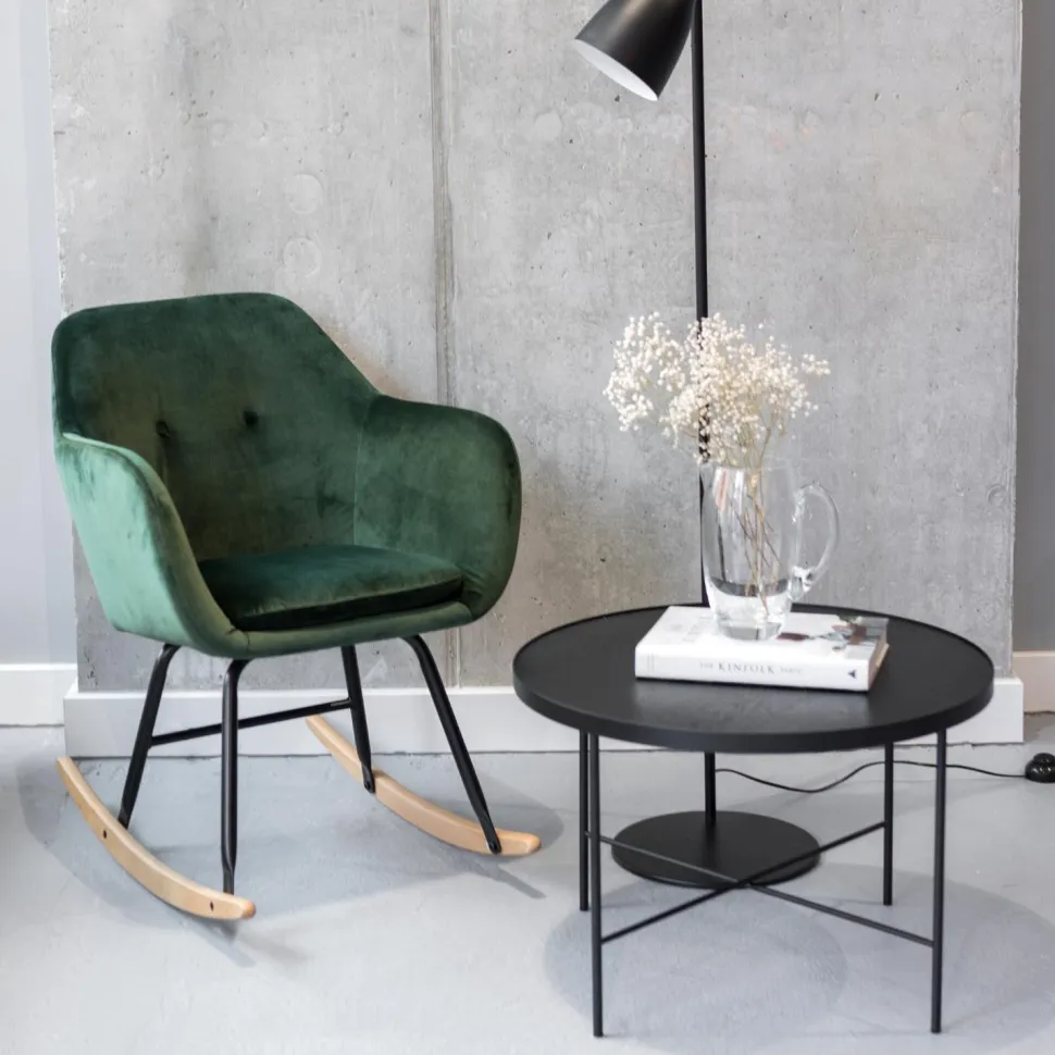 Krzesło bujane Emilia szare jasne tapicerowane