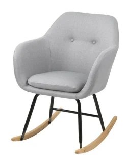 Krzesło bujane Emilia szare jasne tapicerowane