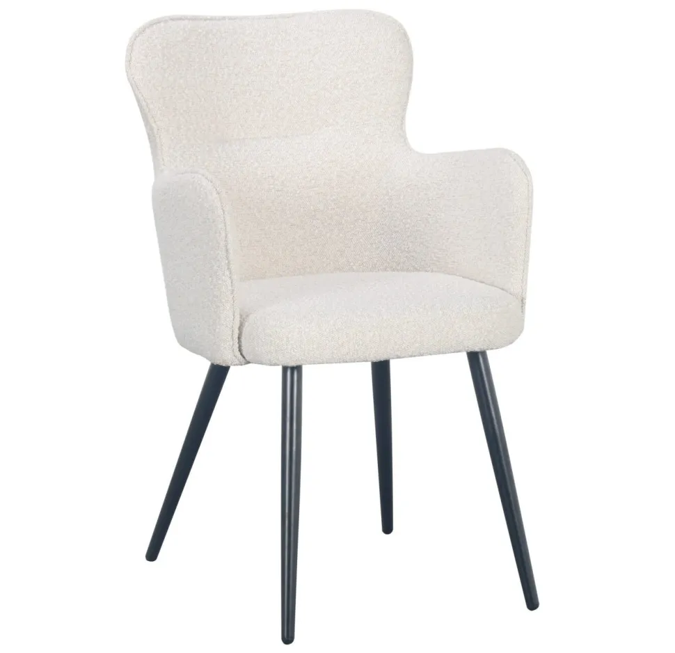 Krzesło Cherson białe tkanina teddy bear tapicerowane