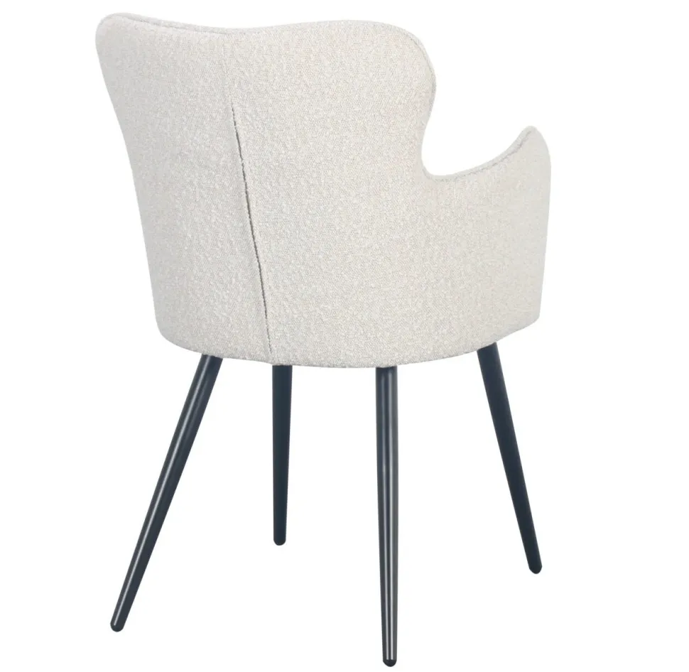 Krzesło Cherson białe tkanina teddy bear tapicerowane