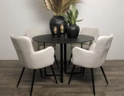 Krzesło Cherson białe tkanina teddy bear tapicerowane