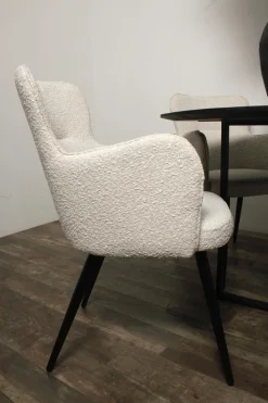 Krzesło Cherson białe tkanina teddy bear tapicerowane