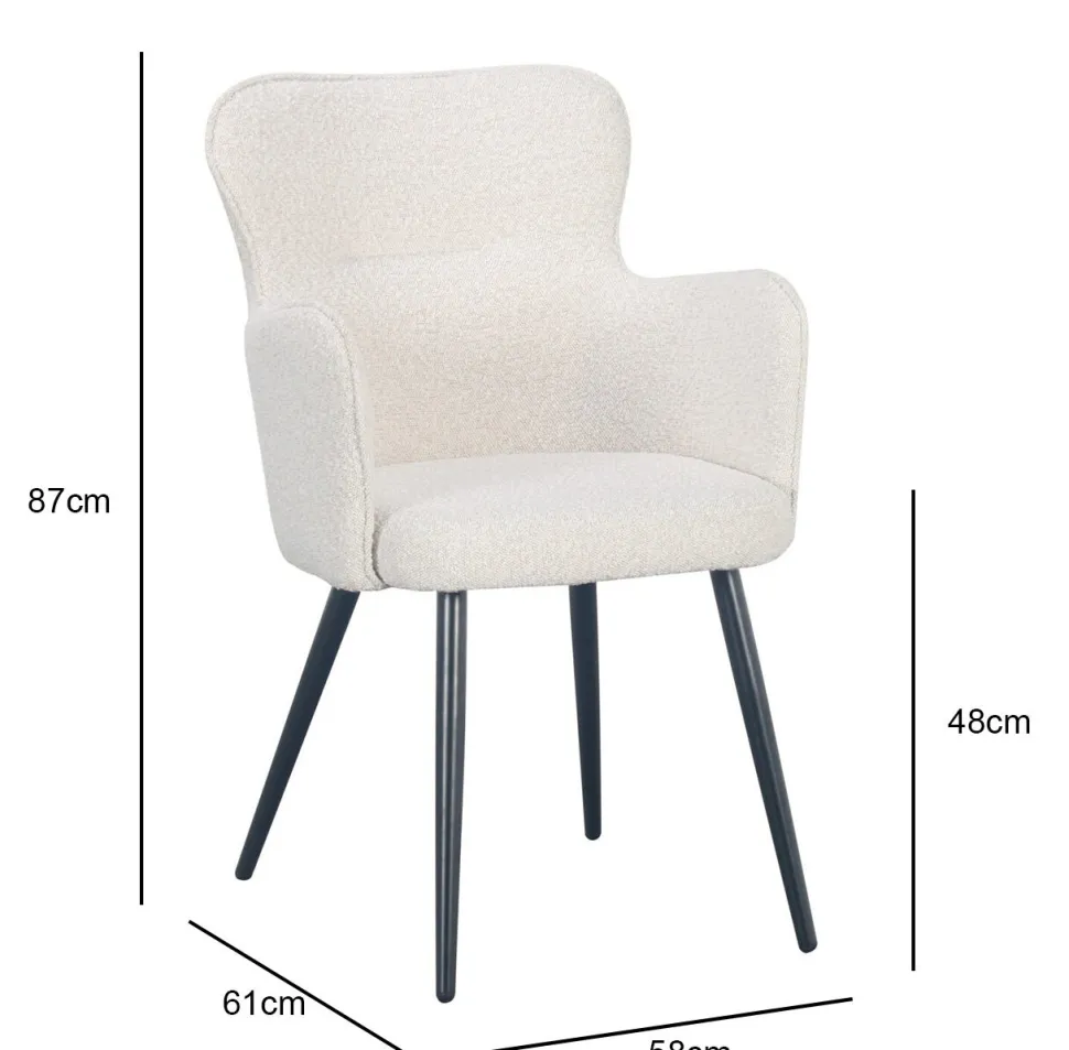 Krzesło Cherson białe tkanina teddy bear tapicerowane
