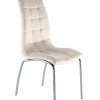 Krzesło Ezara Velvet beżowe/srebrne nogi