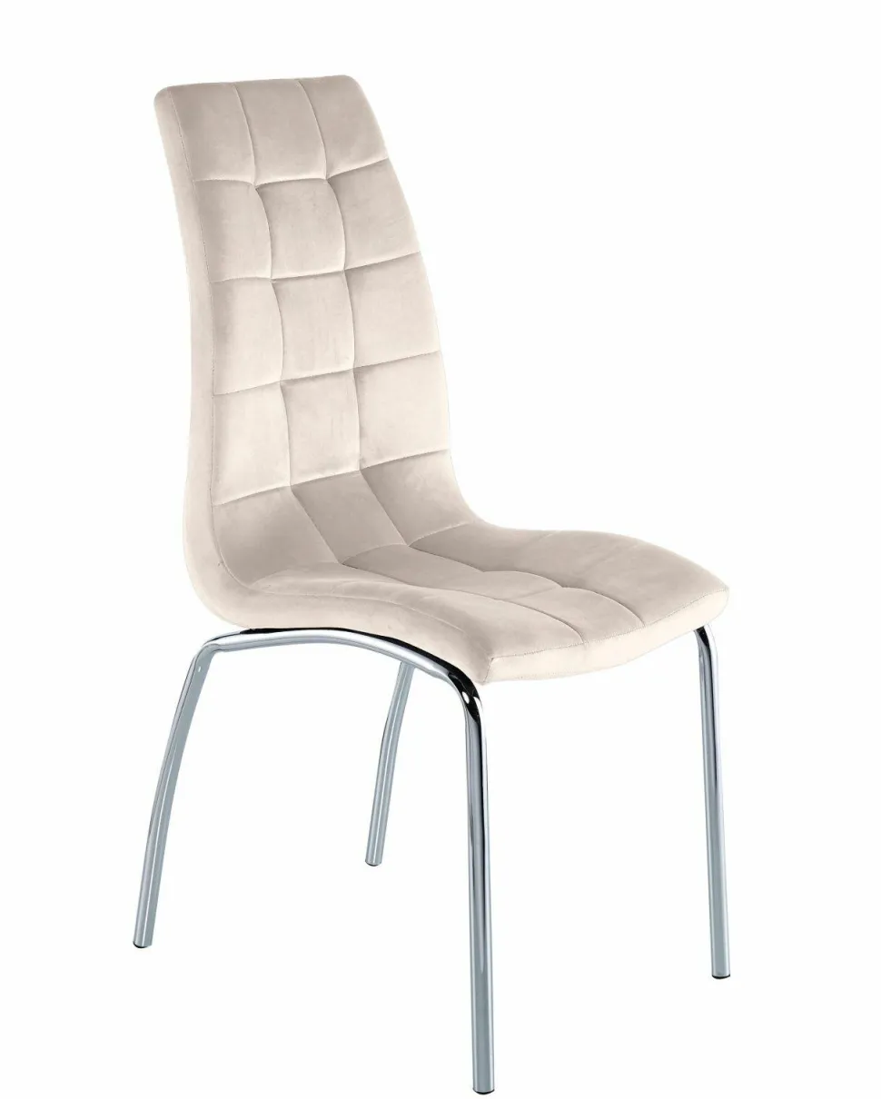 Krzesło Ezara Velvet beżowe/srebrne nogi