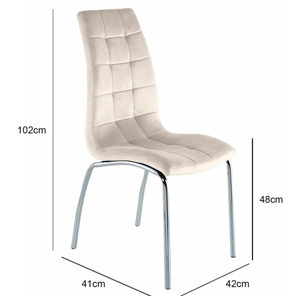 Krzesło Ezara Velvet beżowe/srebrne nogi