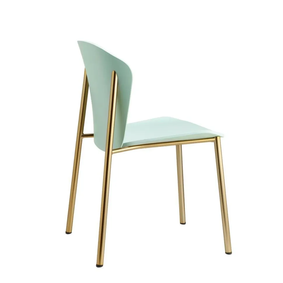 Krzesło Finn akwamaryn złoty drewniane