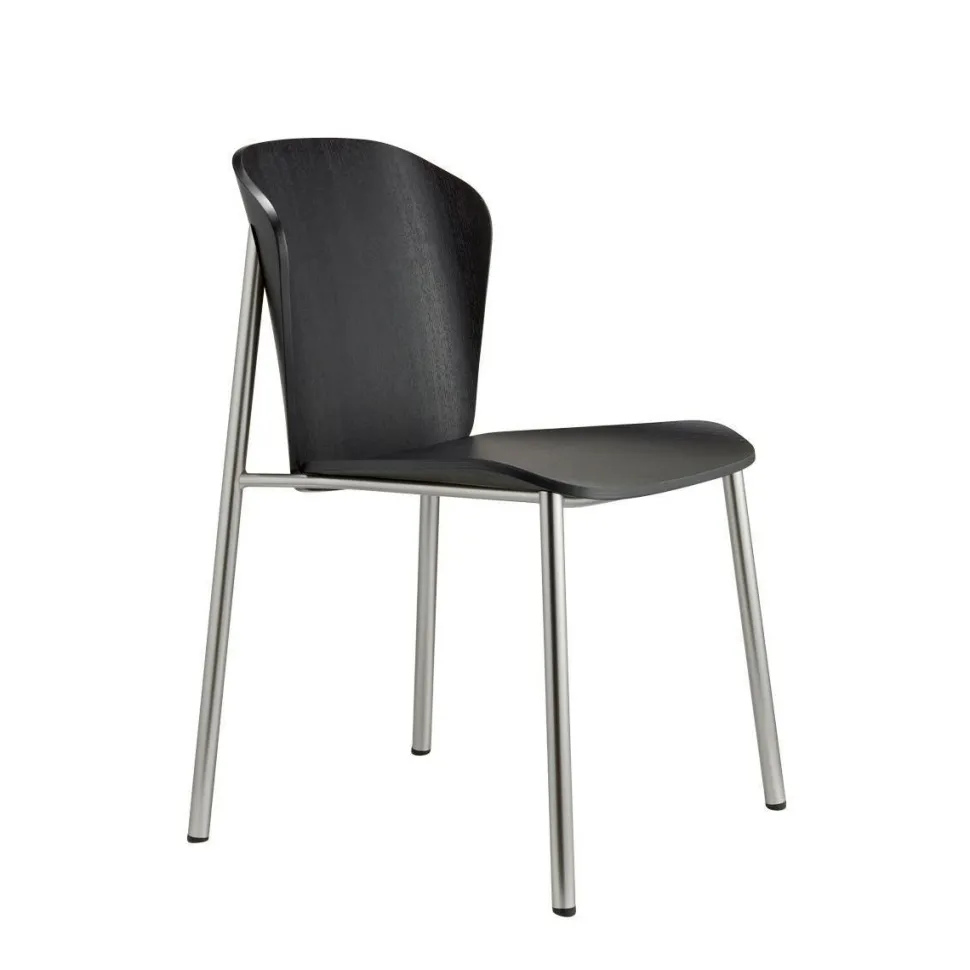 Krzesło Finn bejcowane czarne nikiel drewniane