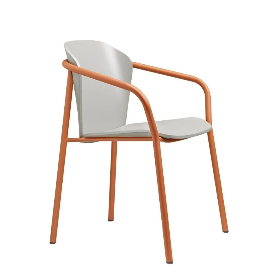 Krzesło Finn z podłokietnikami szary ter drewniane