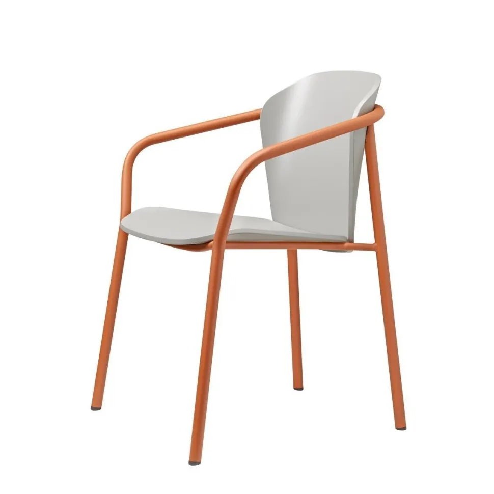 Krzesło Finn z podłokietnikami szary ter drewniane