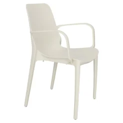 Krzesło Ginevra z podłokietnikami białe z tworzywa
