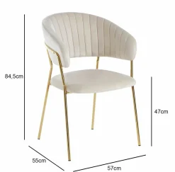 Krzesło Glamour velvet beżowe/ złote nogi