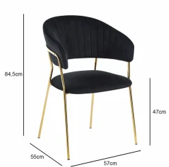 Krzesło Glamour velvet czarne/ złote