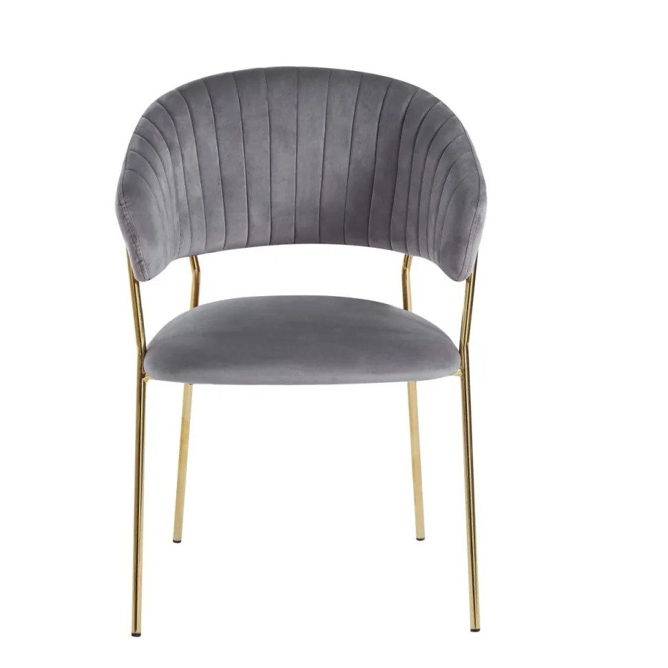 Krzesło Glamour velvet szare/ złote nogi