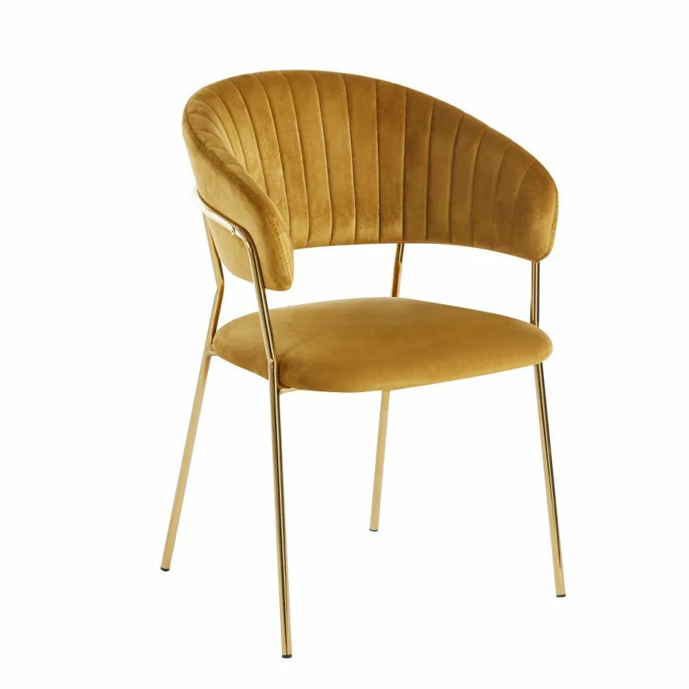 Krzesło Glamour velvet żółte/ złote nogi