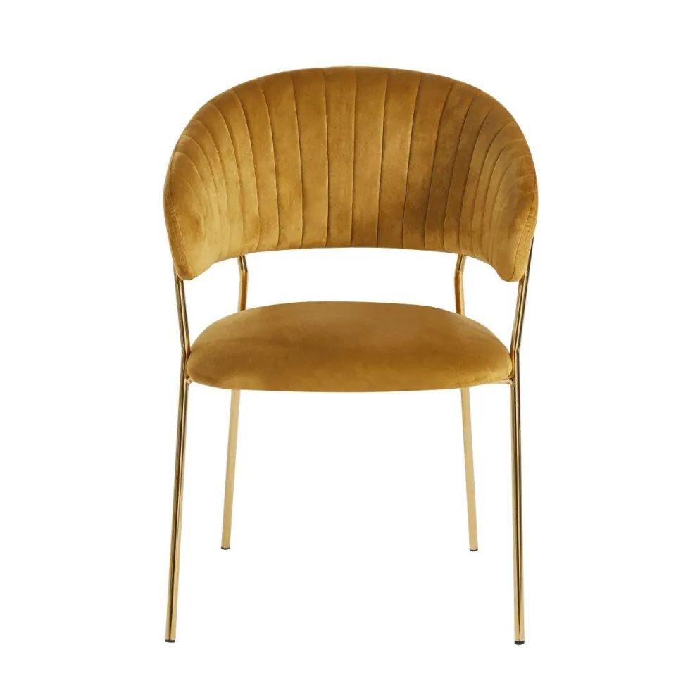 Krzesło Glamour velvet żółte/ złote nogi