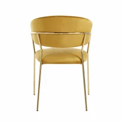 Krzesło Glamour velvet żółte/ złote nogi