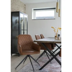 Krzesło Harbo obrotowe brązowe vintage  PU/ czarne