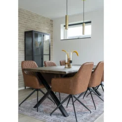 Krzesło Harbo obrotowe brązowe vintage  PU/ czarne