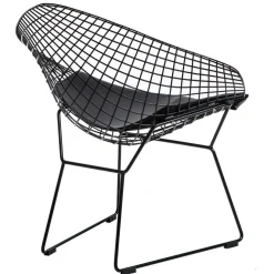 Krzesło HarryArm czarne poduszka czarna metalowe