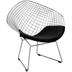 Krzesło HarryArm inspirowane Diamond Armchair czarna poduszka metalowe