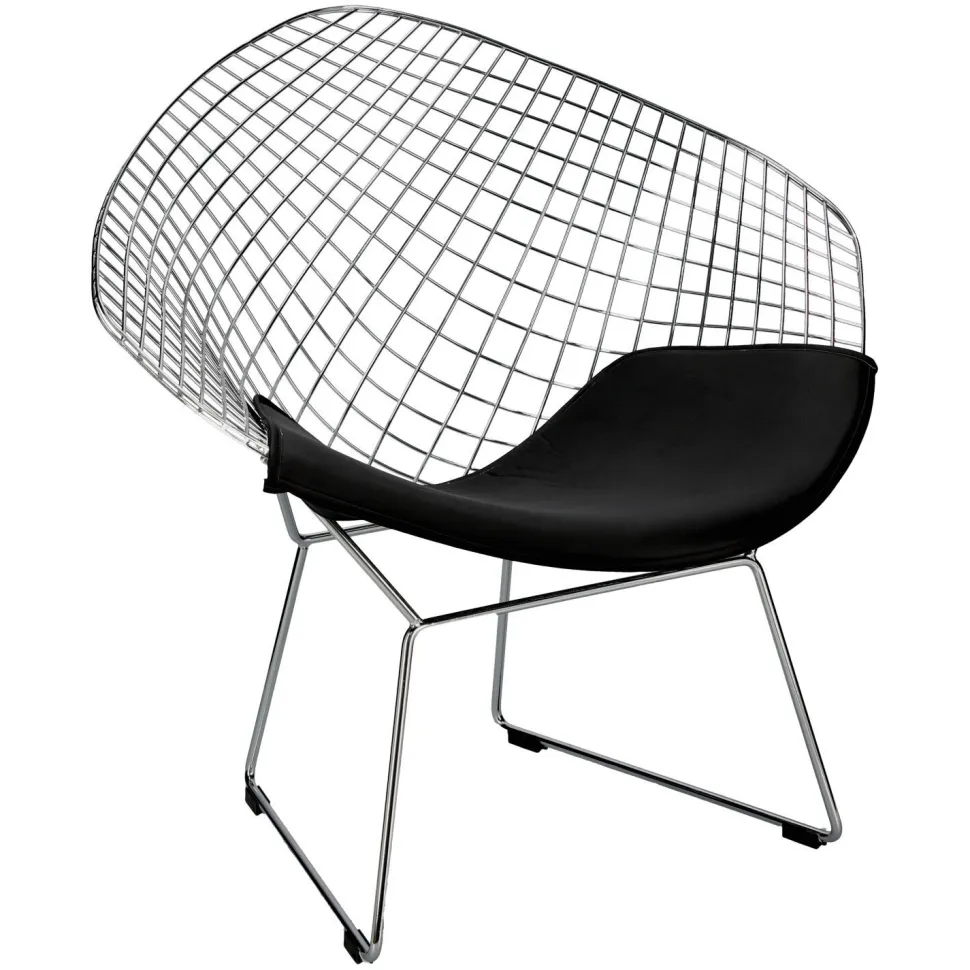 Krzesło HarryArm inspirowane Diamond Armchair czarna poduszka metalowe