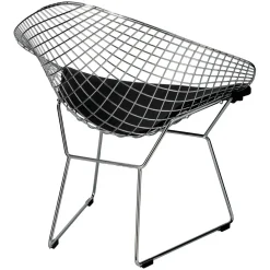 Krzesło HarryArm inspirowane Diamond Armchair czarna poduszka metalowe