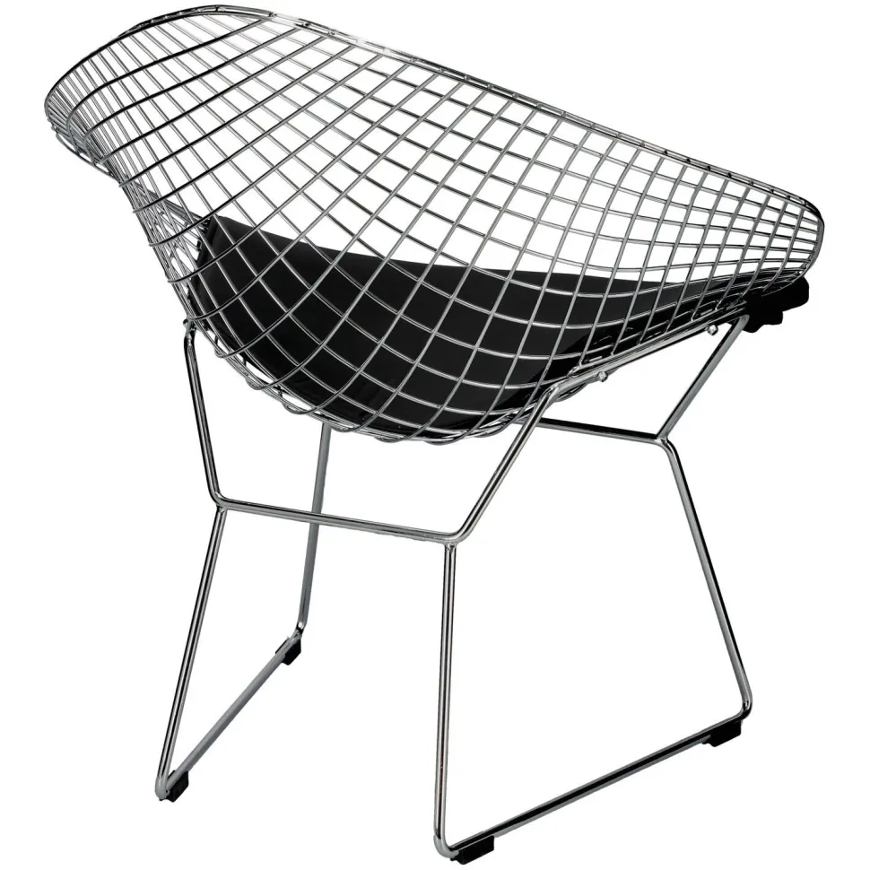 Krzesło HarryArm inspirowane Diamond Armchair czarna poduszka metalowe