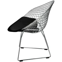 Krzesło HarryArm inspirowane Diamond Armchair czarna poduszka metalowe